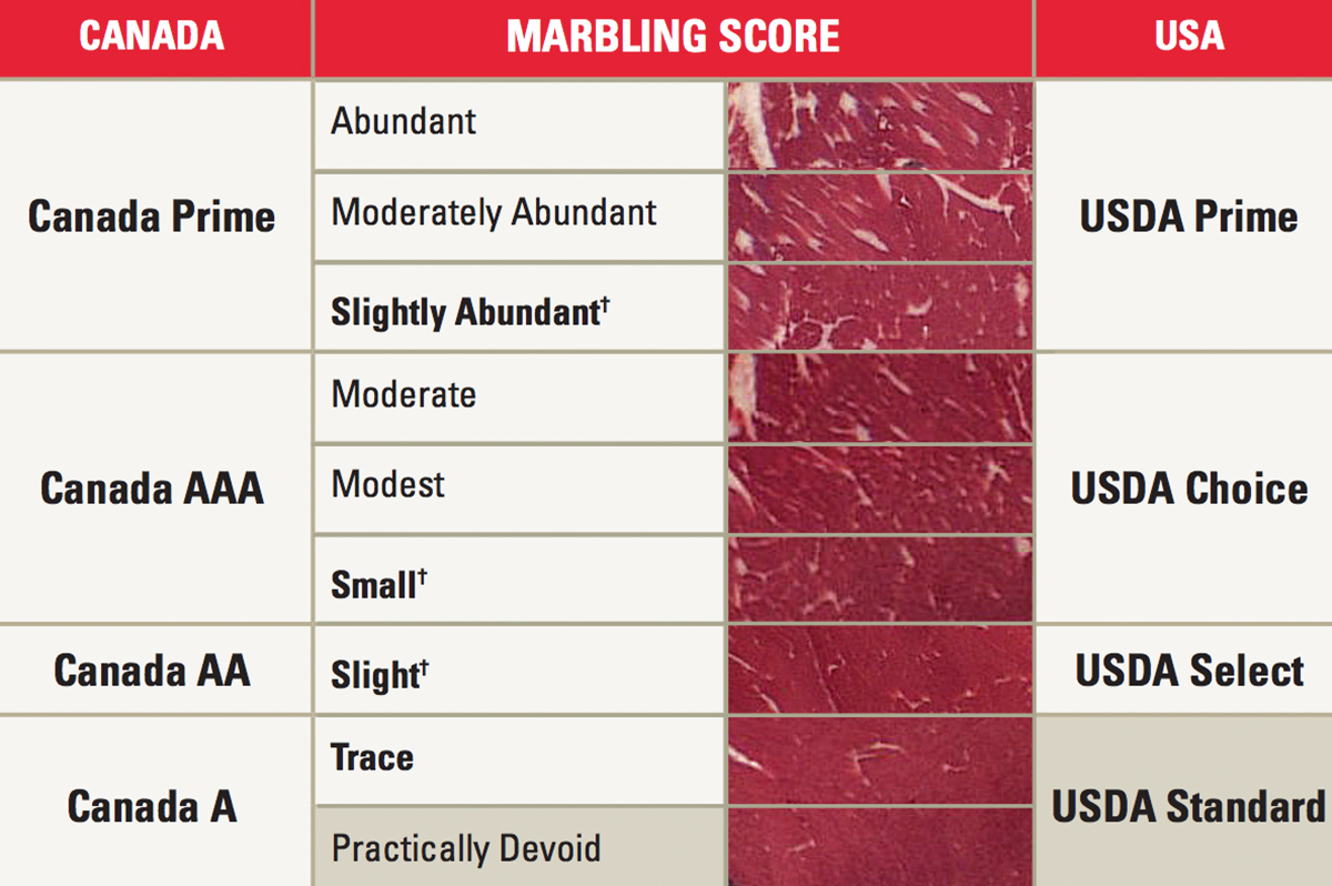Bảng xếp hạng chất lượng thịt bò Canada